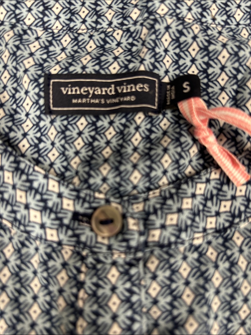 Vineyard Vines Blue Printed Ruffle-Sleeve Button Top - Picture 11 of 12
